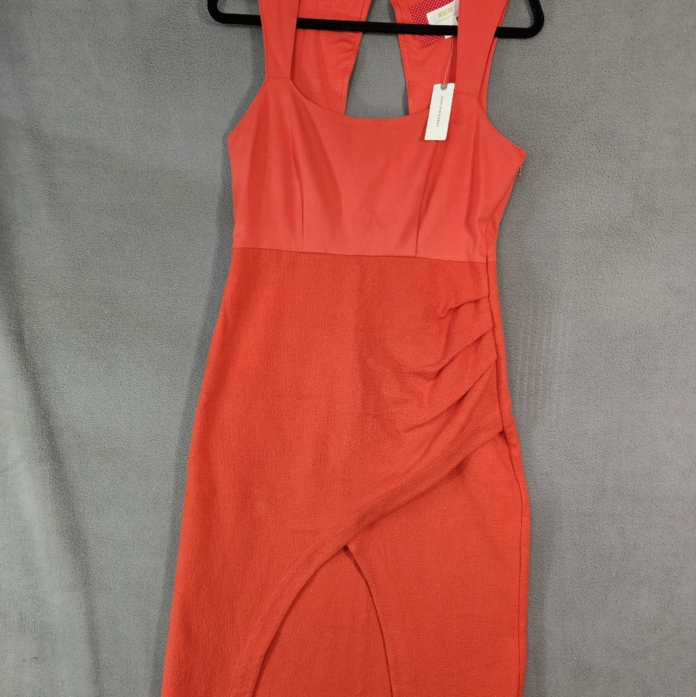 Anthropologie Coral Red Sleeveless Midi Dress